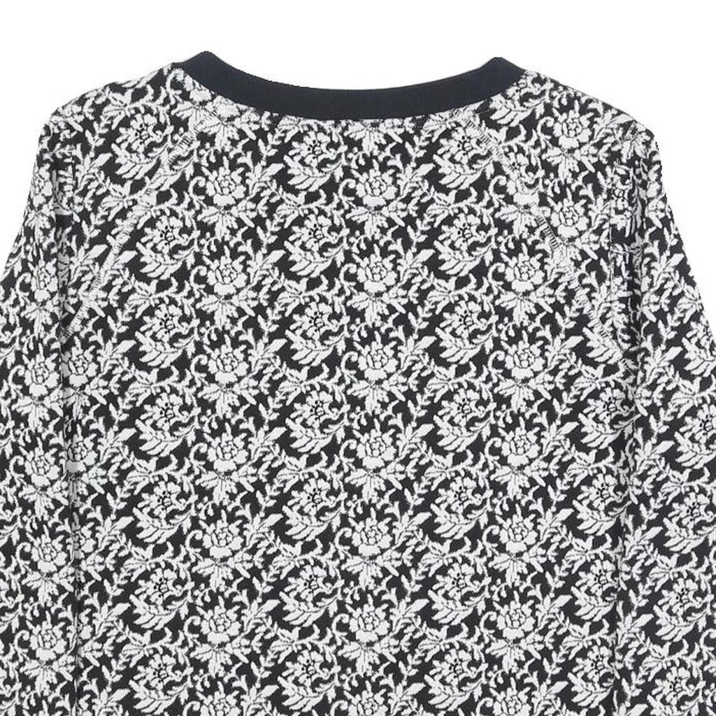 TED BAKER Womens Black & White Floral Print Crew Neck M Cotton Blend Sweatshirt