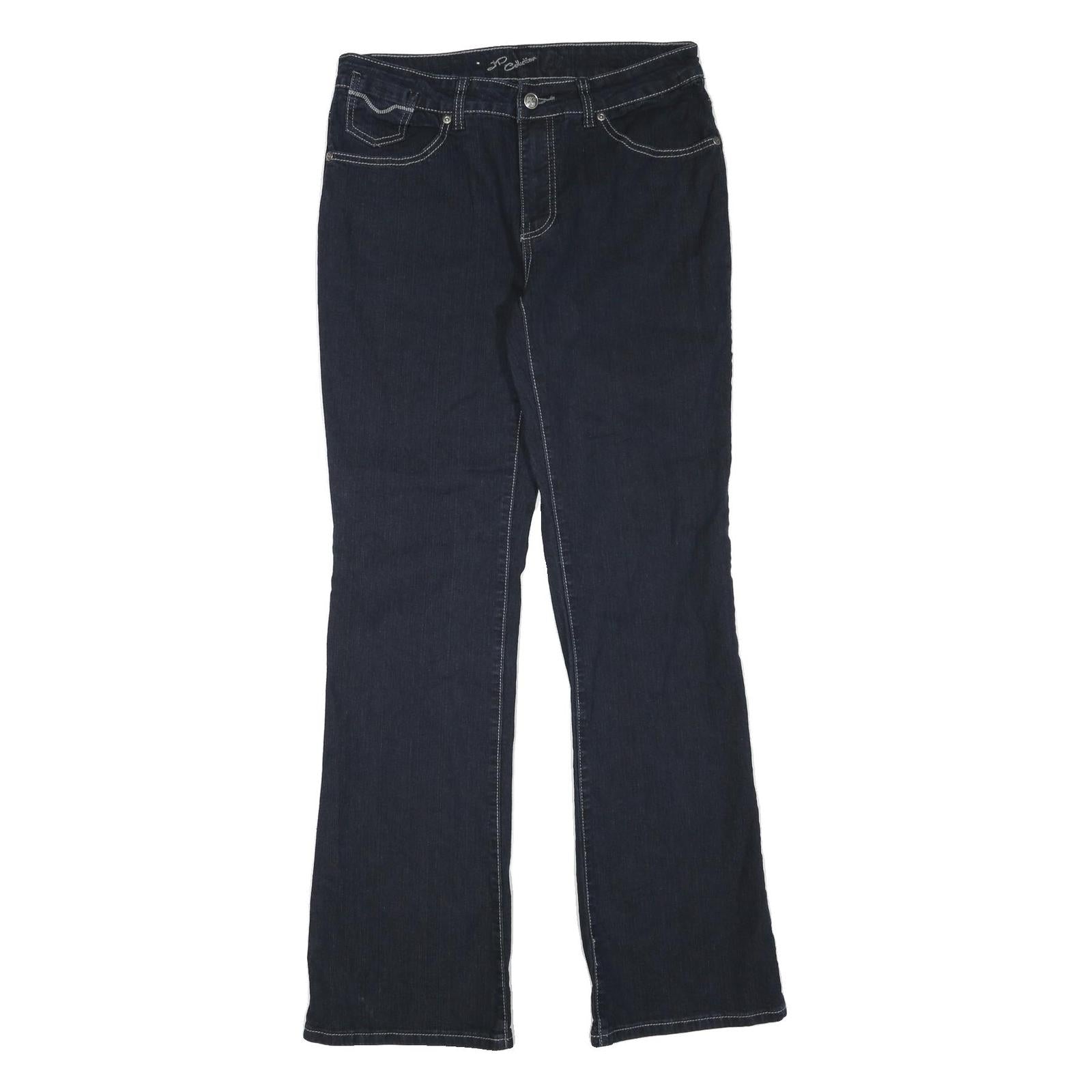 JP COLLECTION Womens Jeans Blue Regular Classic Denim Raw W32 L32 Zip Pockets