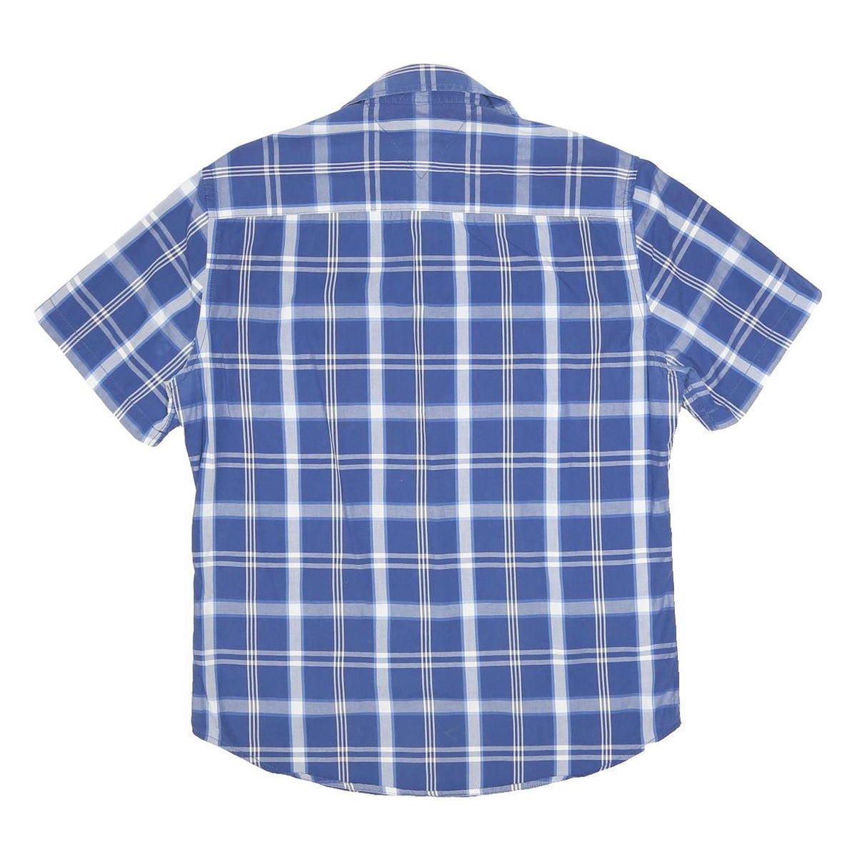 TOMMY HILFIGER Mens Blue & White Checked Shirt S Short Sleeve Cotton Casual