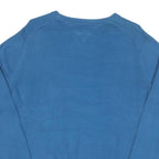 TOMMY HILFIGER Mens Blue Plain Crew Neck Basic Knit Jumper M Cotton Blend Casual