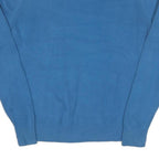 TOMMY HILFIGER Mens Blue Plain Crew Neck Basic Knit Jumper M Cotton Blend Casual