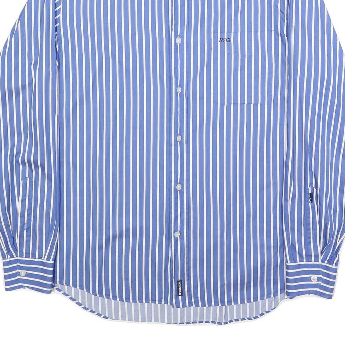 MCGREGOR Mens Blue & White Striped Shirt L Cotton Casual Regular Fit Smart