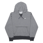 NIKE Womens Grey & Black Striped Pullover Hoodie M Cotton Blend Casual