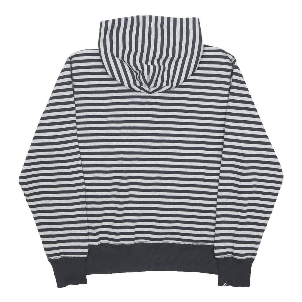 NIKE Womens Grey & Black Striped Pullover Hoodie M Cotton Blend Casual