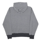NIKE Womens Grey & Black Striped Pullover Hoodie M Cotton Blend Casual