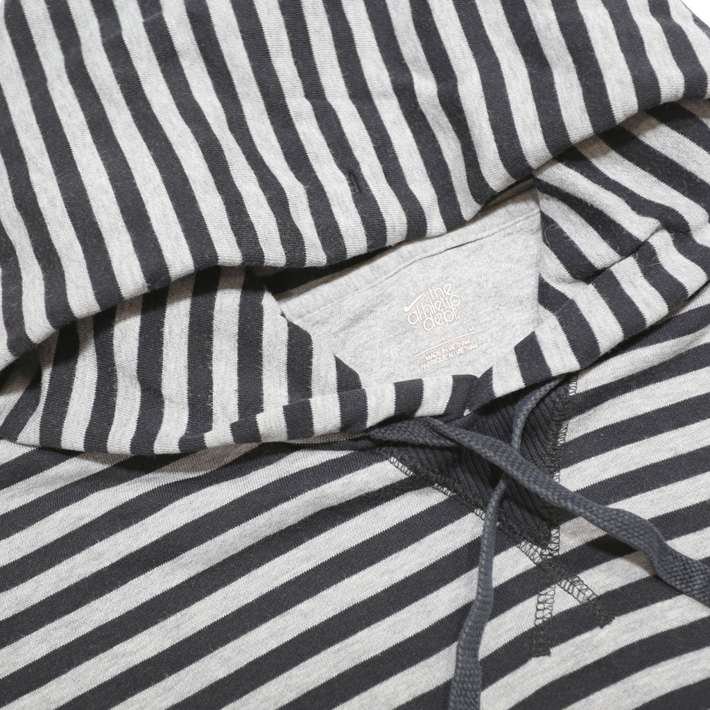 NIKE Womens Grey & Black Striped Pullover Hoodie M Cotton Blend Casual