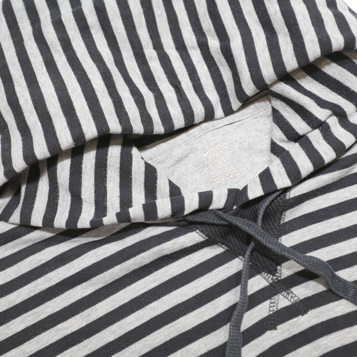 NIKE Womens Grey & Black Striped Pullover Hoodie M Cotton Blend Casual