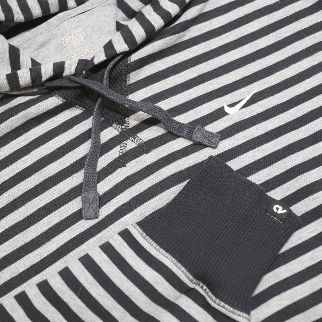 NIKE Womens Grey & Black Striped Pullover Hoodie M Cotton Blend Casual
