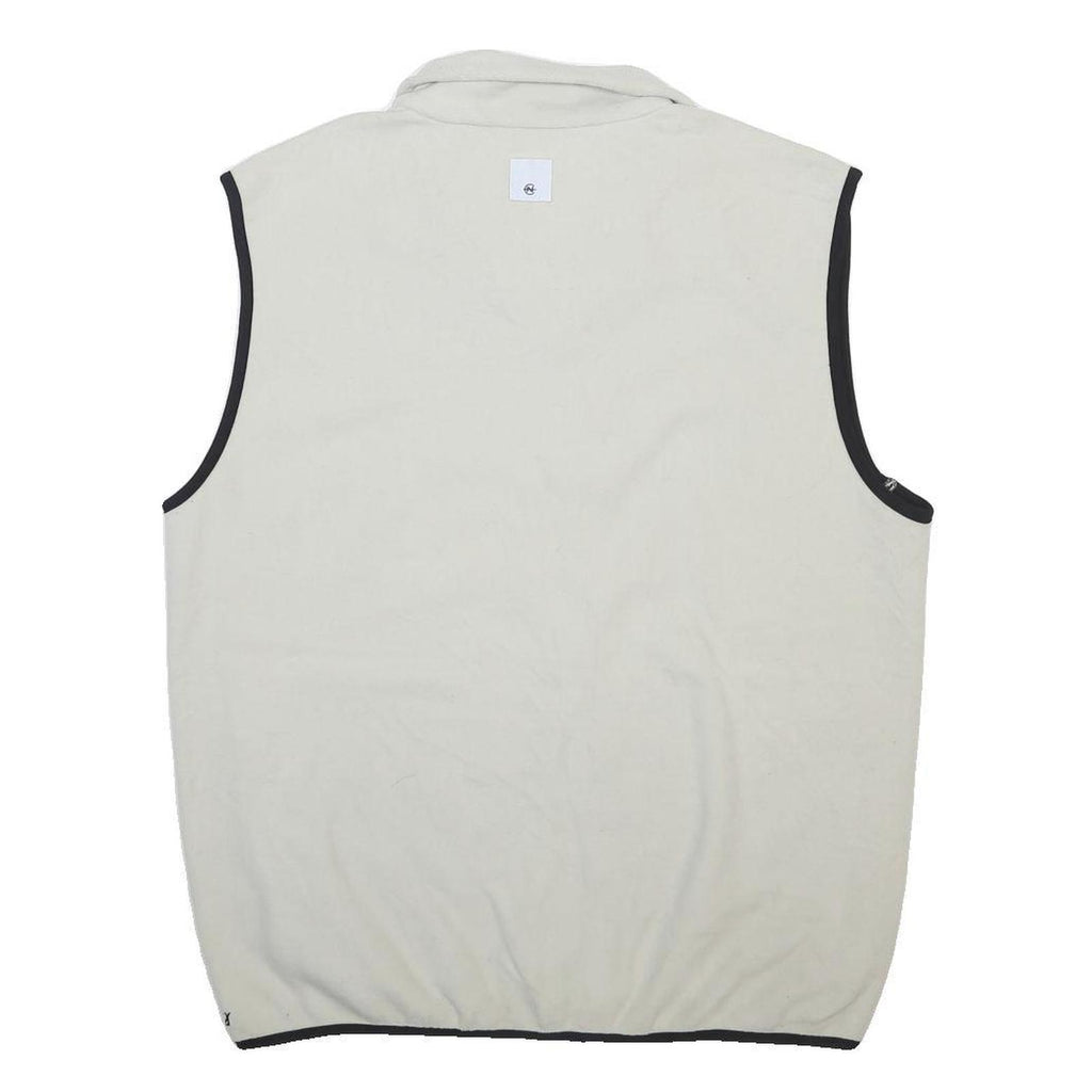 NAUTICA Mens White & Black Zip Fleece Vest XL Polyester Casual Outerwear