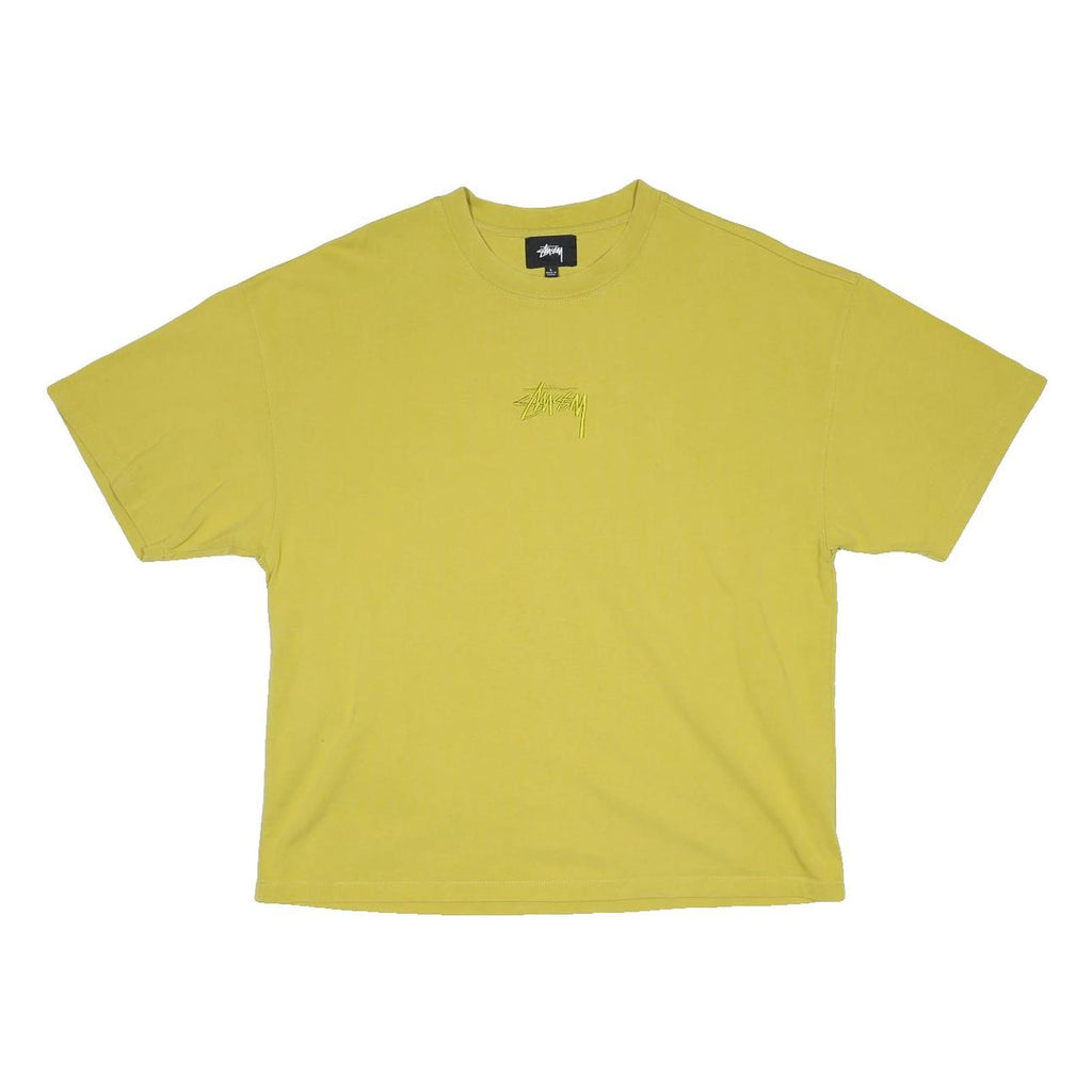 STUSSY Womens Yellow Graphic T-Shirt L Short Sleeve Crew Neck Casual Streetwear