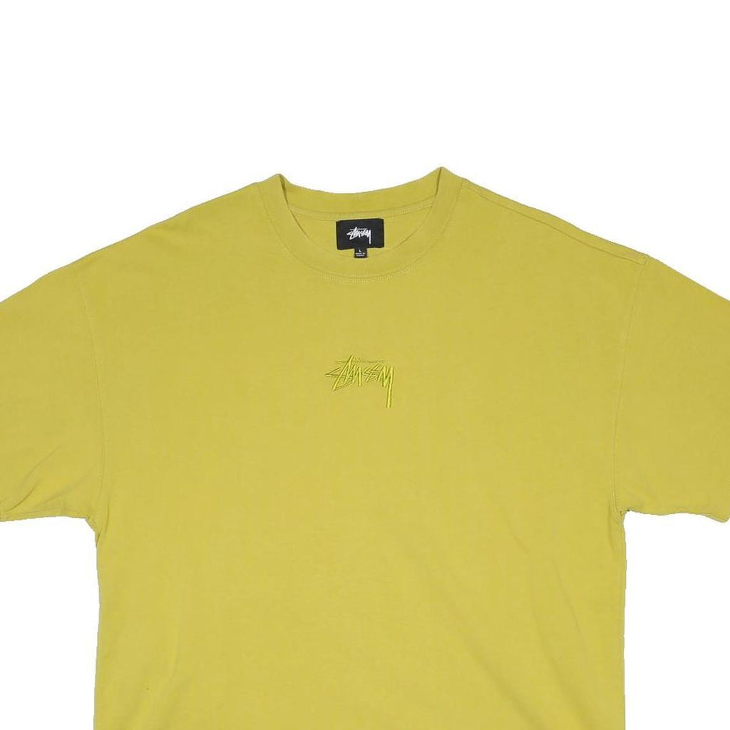 STUSSY Womens Yellow Graphic T-Shirt L Short Sleeve Crew Neck Casual Streetwear