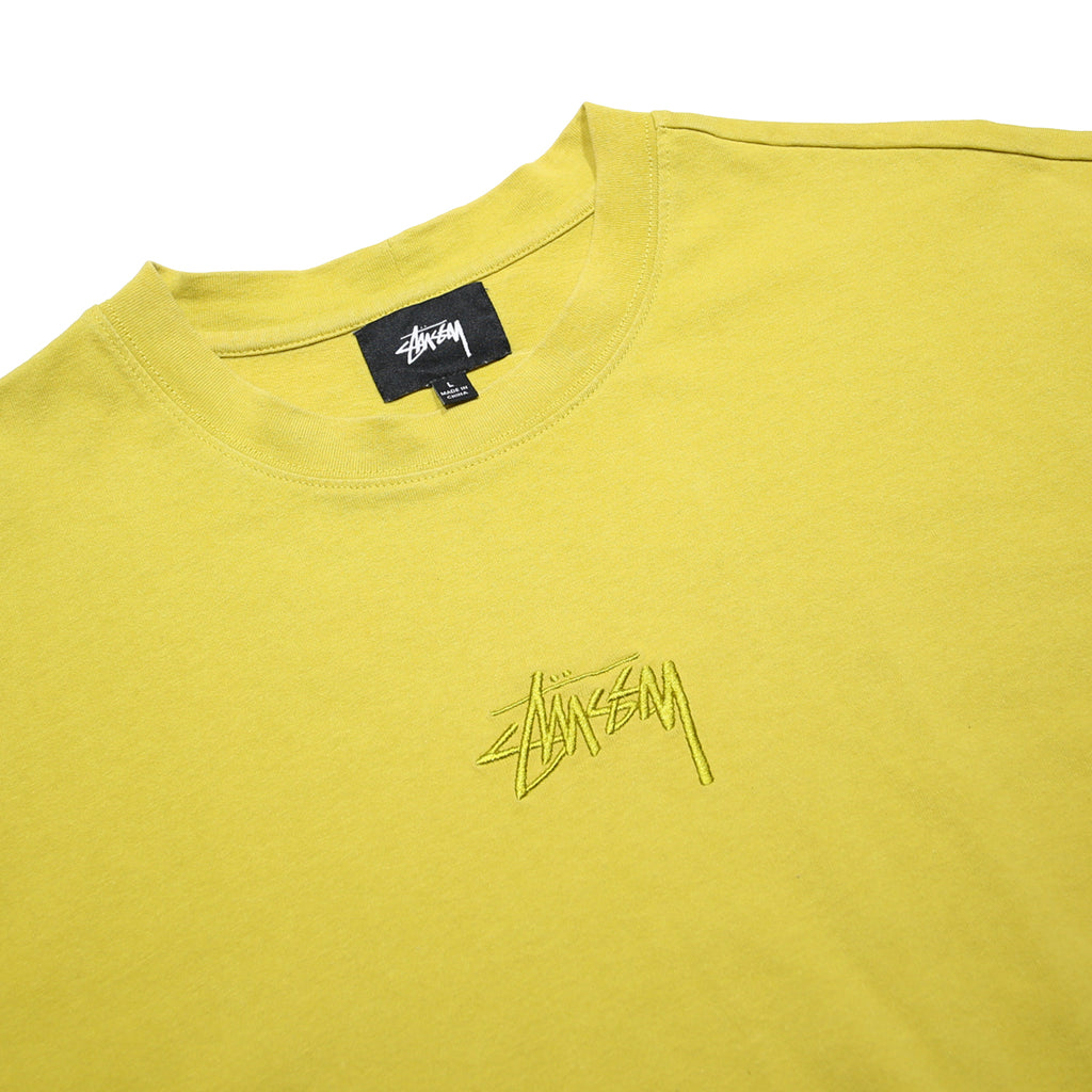 STUSSY Womens Yellow Graphic T-Shirt L Short Sleeve Crew Neck Casual Streetwear