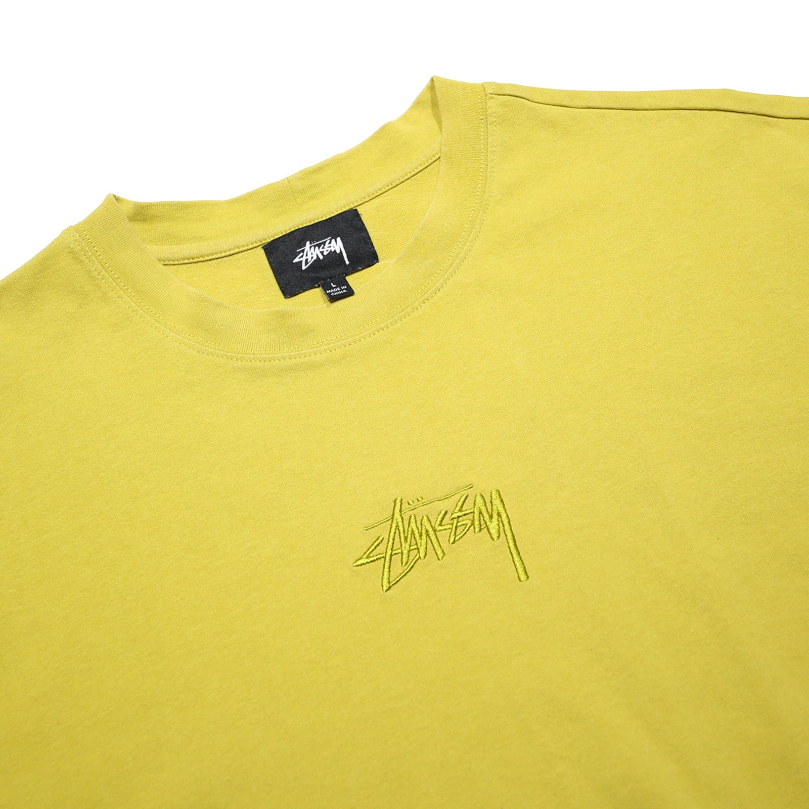 STUSSY Womens Yellow Graphic T-Shirt L Short Sleeve Crew Neck Casual Streetwear