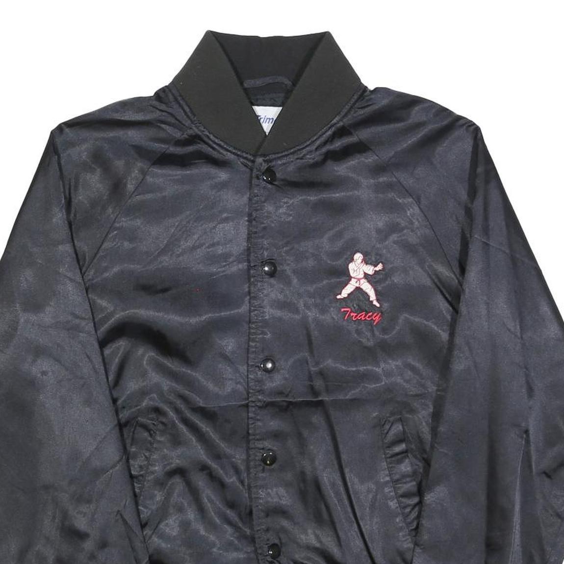 TRIMARK Womens Black Karate Team Bomber Jacket S Polyester Embroidered