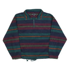 PURE WATER Mens Navy & Burgundy Striped Pullover Jumper Crew Neck Basic Knit L