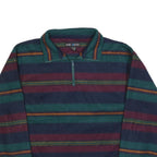 PURE WATER Mens Navy & Burgundy Striped Pullover Jumper Crew Neck Basic Knit L