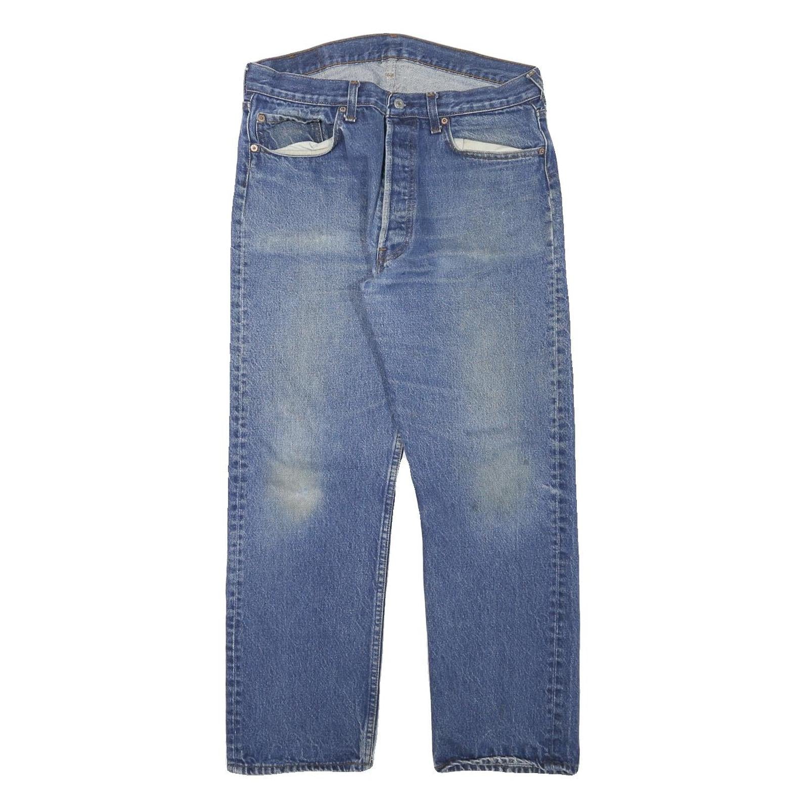 LEVI'S 501 Mens Jeans Blue Regular Straight Denim Medium W32 L27 Classic Fit