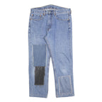 LEVI'S 505 Mens Jeans Blue Regular Straight Denim Light W34 L27 Patchwork