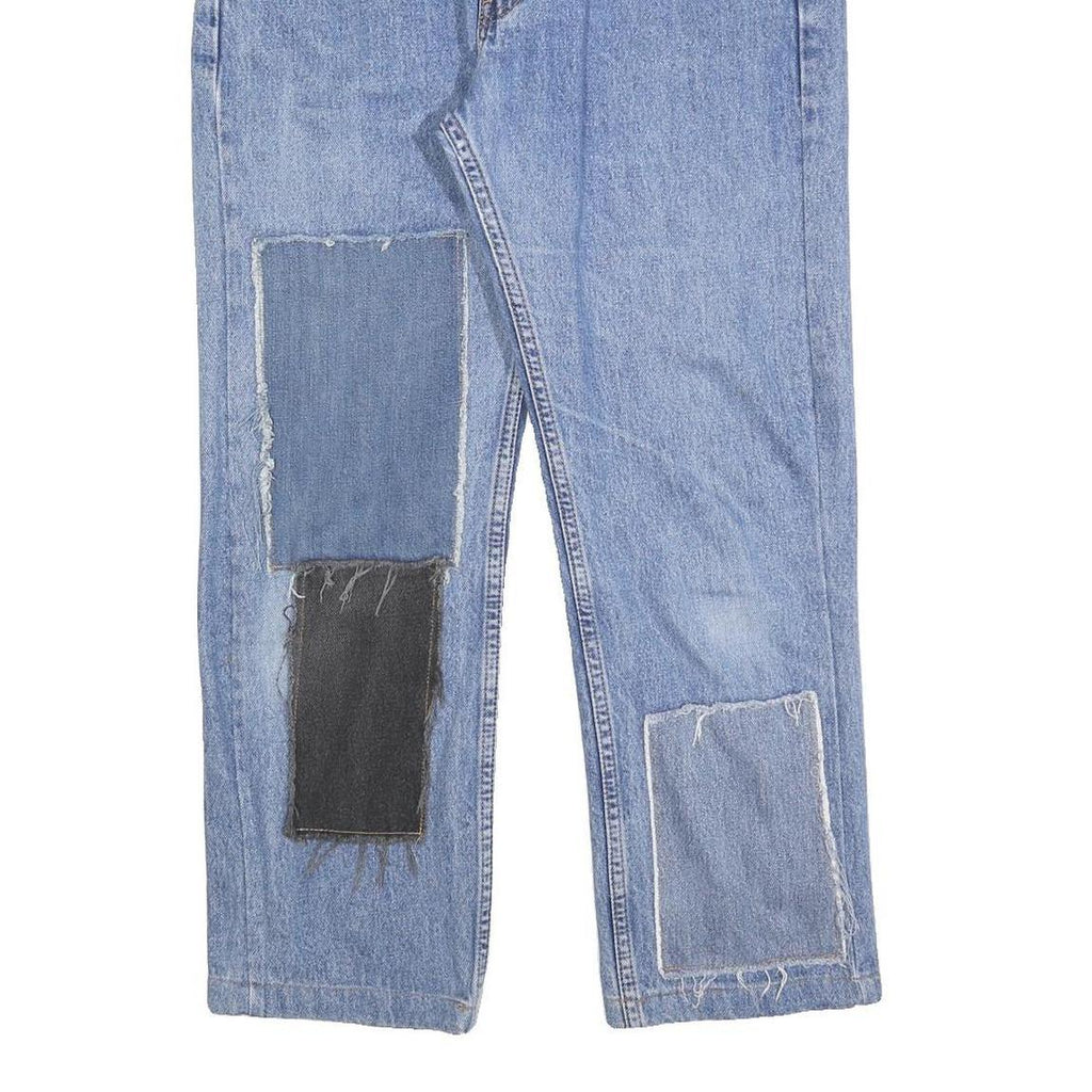 LEVI'S 505 Mens Jeans Blue Regular Straight Denim Light W34 L27 Patchwork