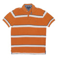 TOMMY HILFIGER Mens Orange & White Striped Short Sleeve Polo Shirt M Casual