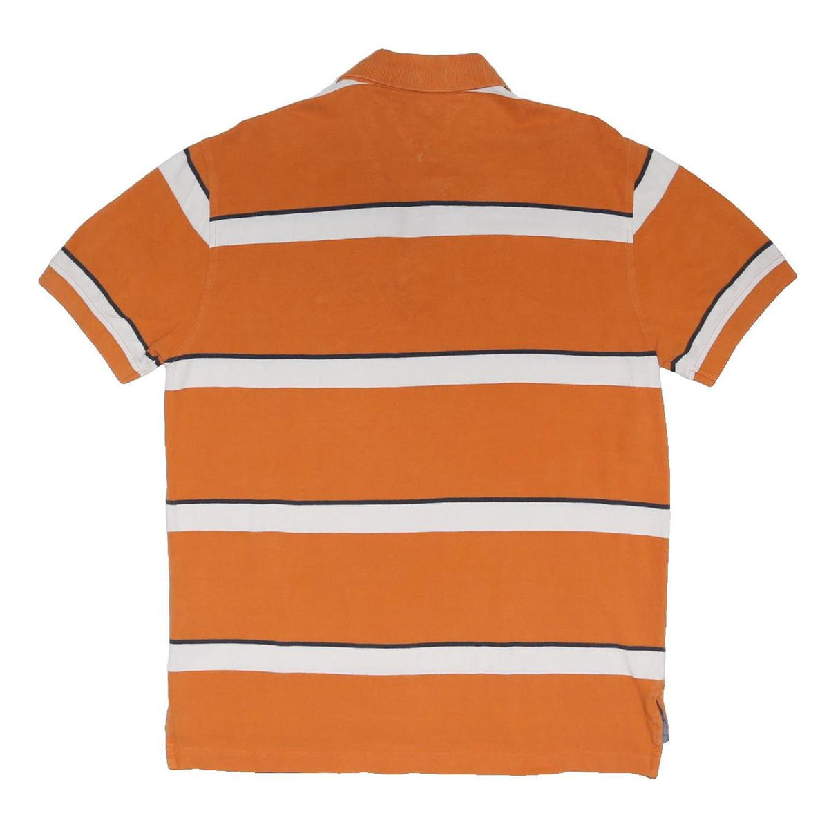 TOMMY HILFIGER Mens Orange & White Striped Short Sleeve Polo Shirt M Casual