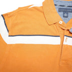 TOMMY HILFIGER Mens Orange & White Striped Short Sleeve Polo Shirt M Casual