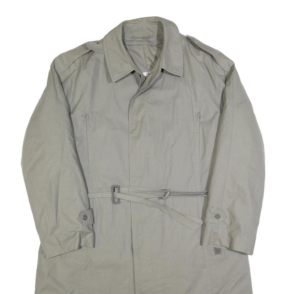 BUGATTI Mens Light Grey Cotton Blend Trench Jacket L Button Closure Classic Fit