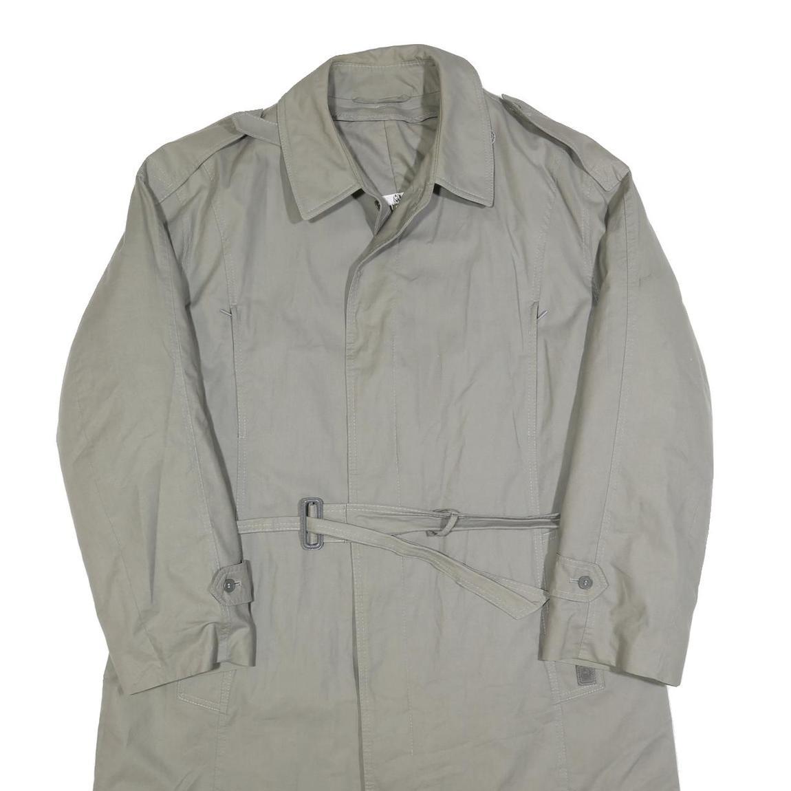 BUGATTI Mens Light Grey Cotton Blend Trench Jacket L Button Closure Classic Fit