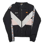 ELLESSE Womens Black & White & Pink Retro Track Jacket UK 10 Polyester Zip