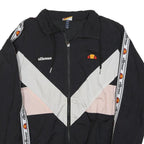 ELLESSE Womens Black & White & Pink Retro Track Jacket UK 10 Polyester Zip