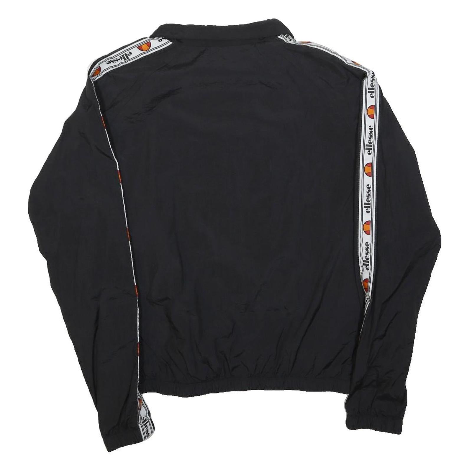 ELLESSE Womens Black & White & Pink Retro Track Jacket UK 10 Polyester Zip