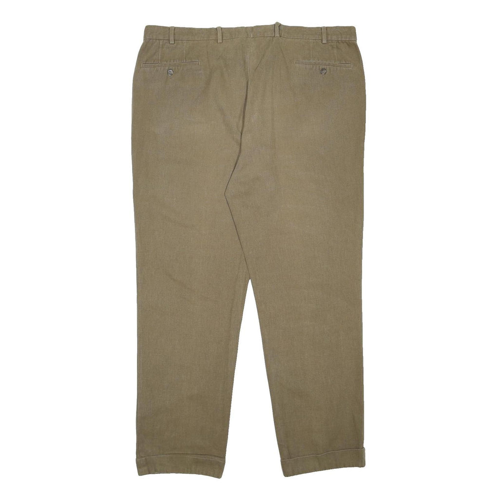 BURBERRY Mens Cotton Regular Beige Straight Trousers W38 L31 Classic Zip Pocket