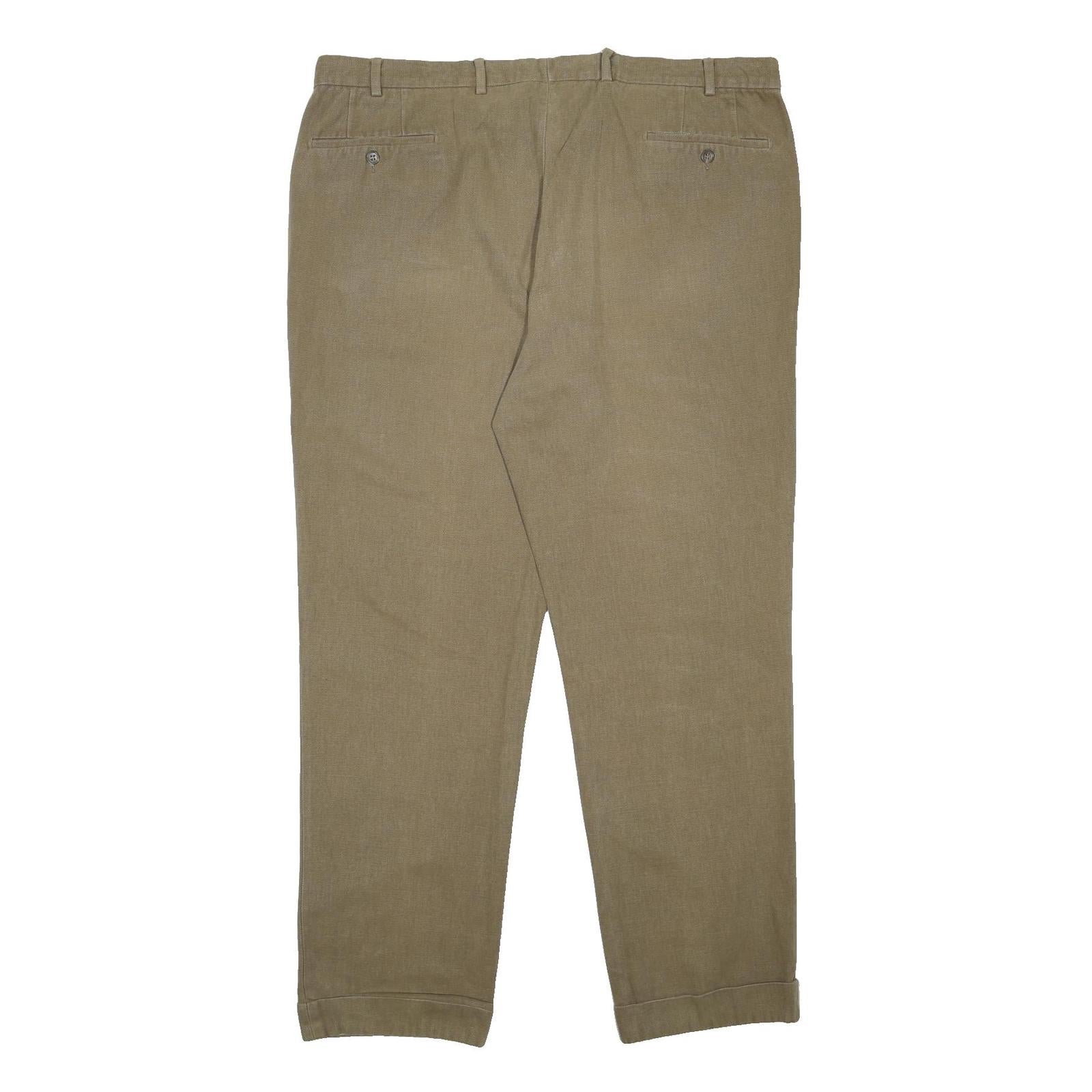 BURBERRY Mens Cotton Regular Beige Straight Trousers W38 L31 Classic Zip Pocket