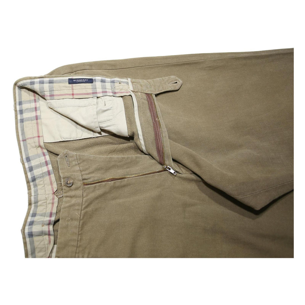 BURBERRY Mens Cotton Regular Beige Straight Trousers W38 L31 Classic Zip Pocket