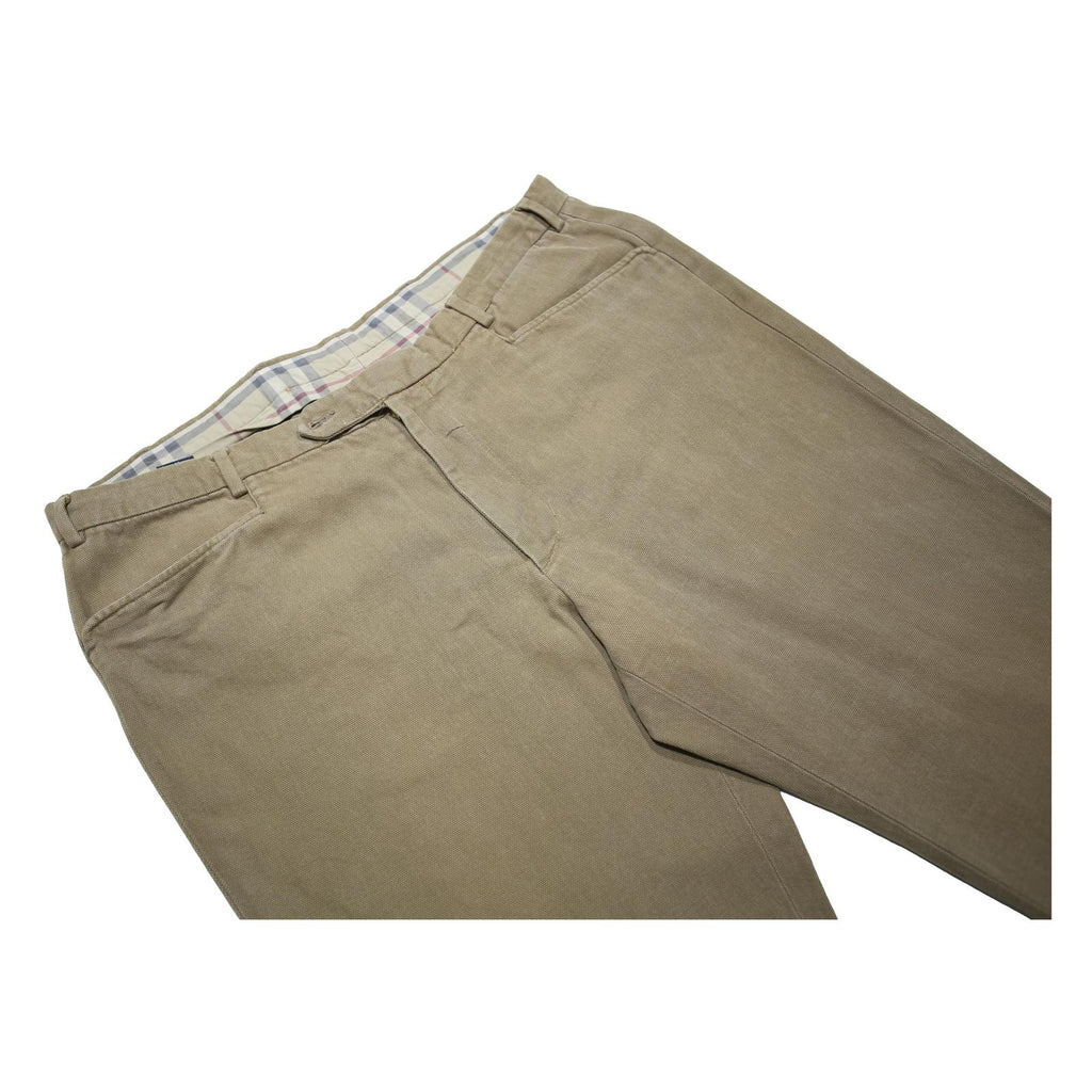 BURBERRY Mens Cotton Regular Beige Straight Trousers W38 L31 Classic Zip Pocket