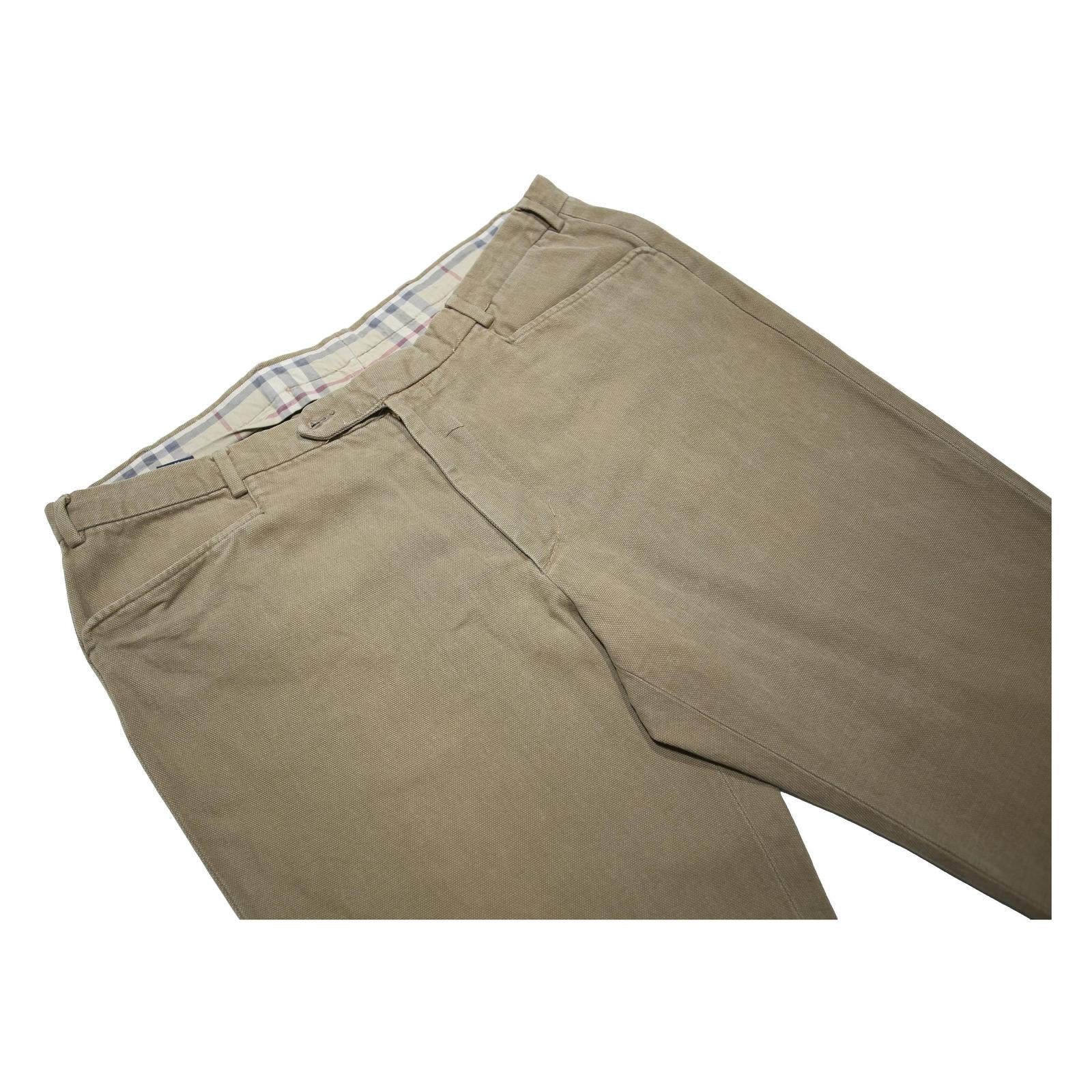 BURBERRY Mens Cotton Regular Beige Straight Trousers W38 L31 Classic Zip Pocket
