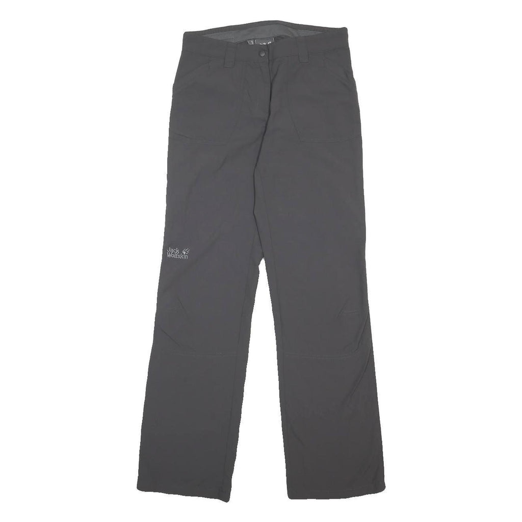 JACK WOLFSKIN Womens Grey Regular Fit Straight Leg Trousers W28 L30 Outdoor Zip