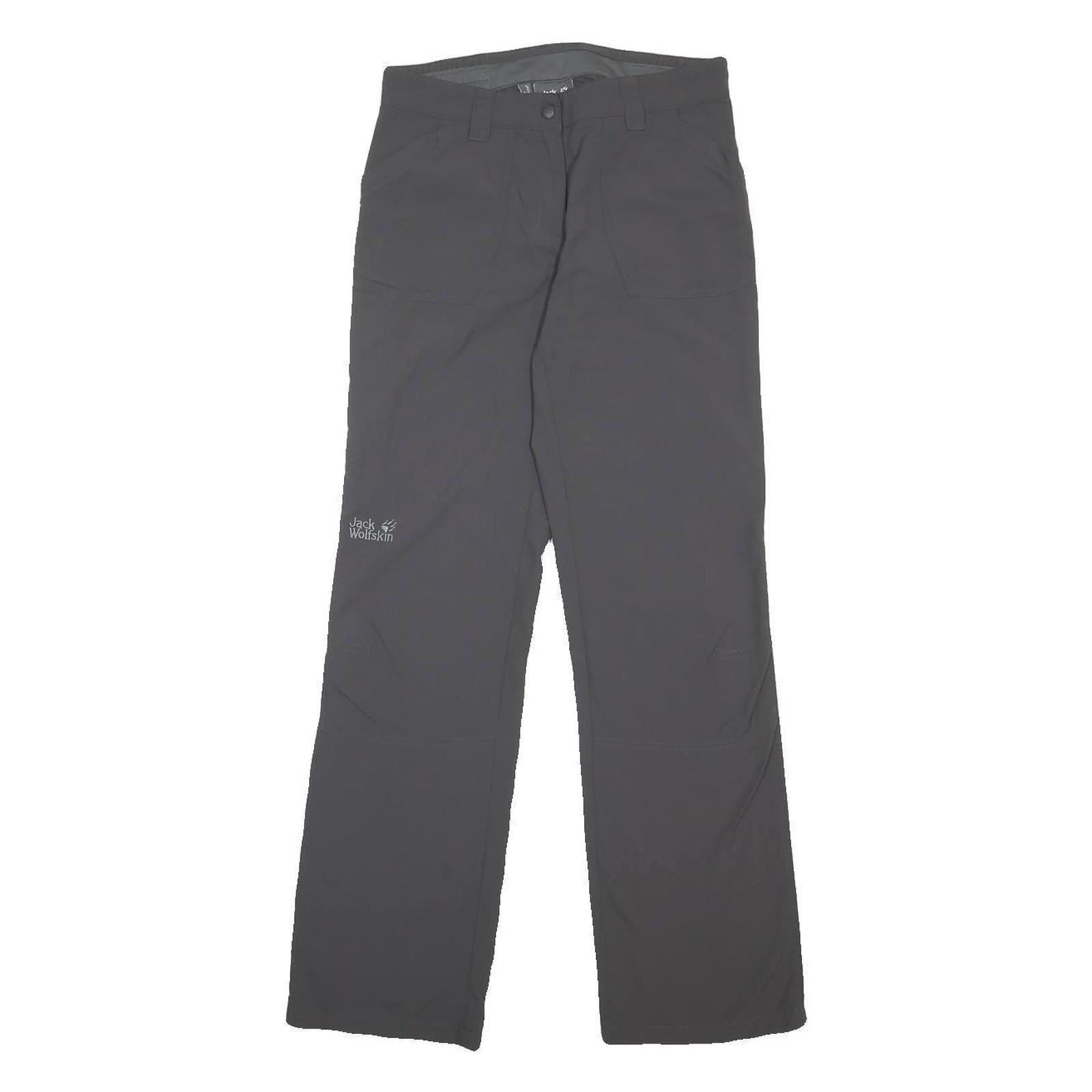 JACK WOLFSKIN Womens Grey Regular Fit Straight Leg Trousers W28 L30 Outdoor Zip