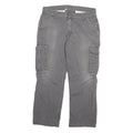 CARHARTT Mens Grey Relaxed Cargo Trousers W36 L30 Cotton Blend Zip Closure