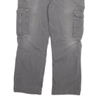 CARHARTT Mens Grey Relaxed Cargo Trousers W36 L30 Cotton Blend Zip Closure