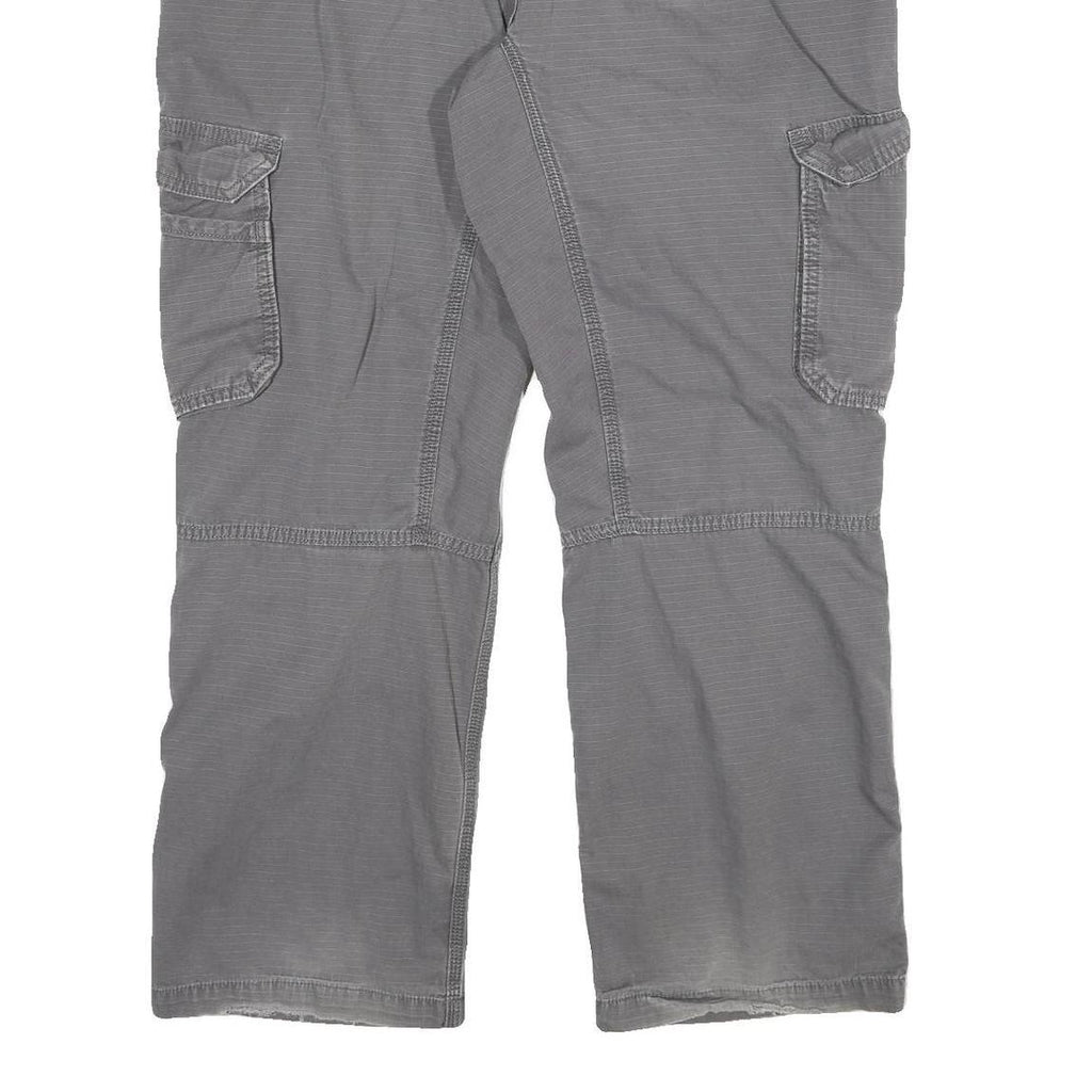 CARHARTT Mens Grey Relaxed Cargo Trousers W36 L30 Cotton Blend Zip Closure