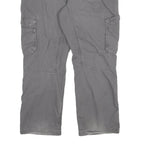 CARHARTT Mens Grey Relaxed Cargo Trousers W36 L30 Cotton Blend Zip Closure