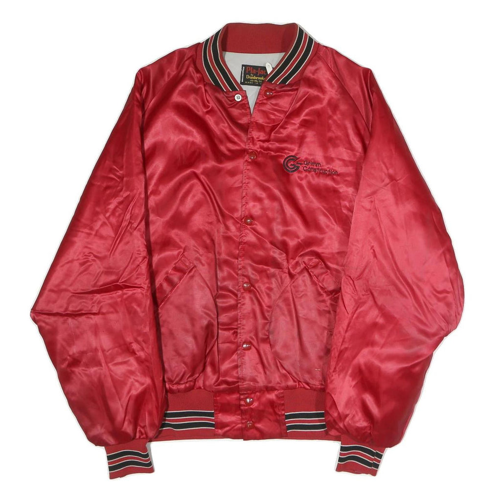 PLA-JACK Mens Red Bomber Jacket XL Polyester Plain Button Closure