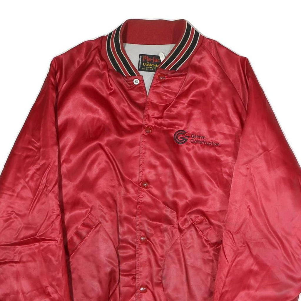 PLA-JACK Mens Red Bomber Jacket XL Polyester Plain Button Closure