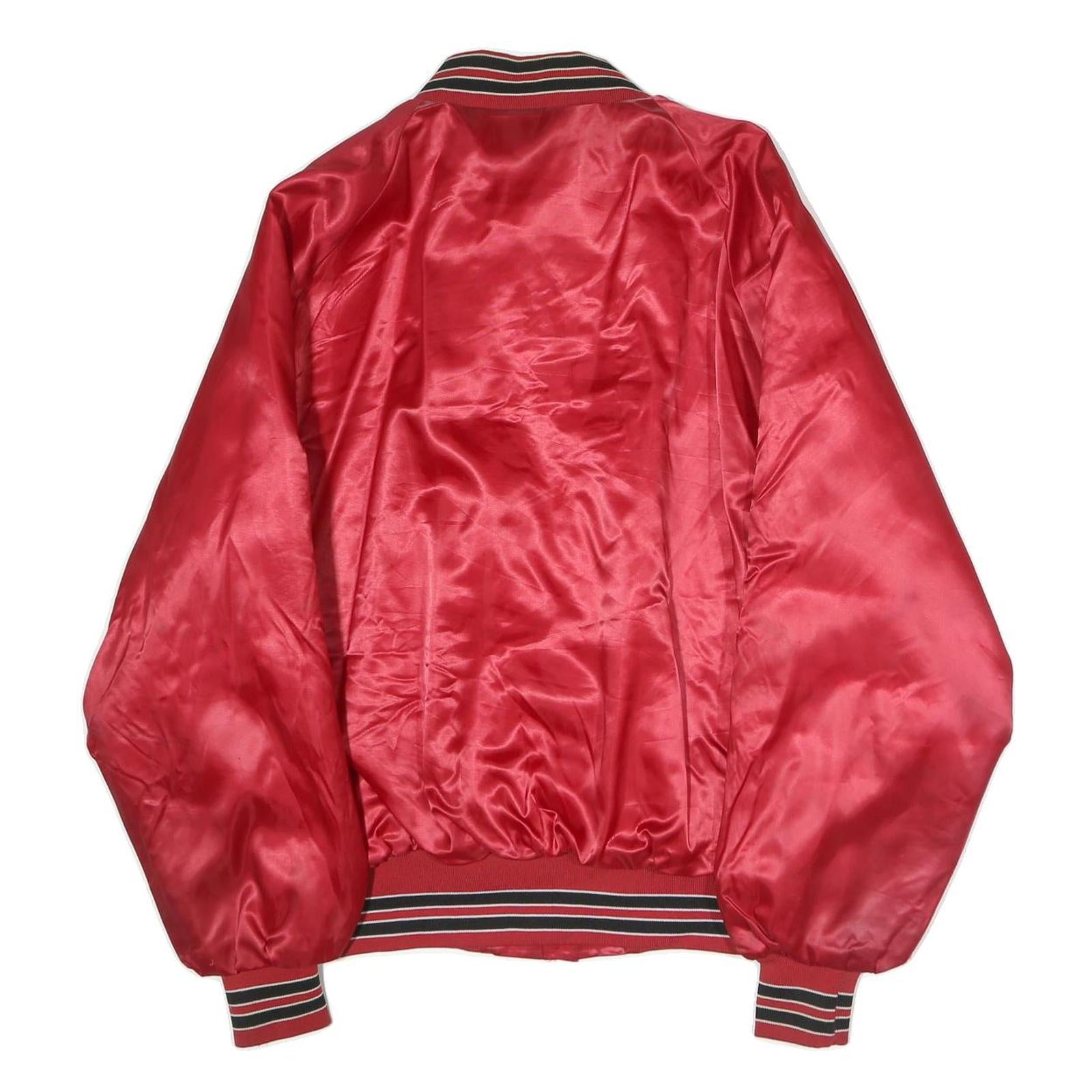 PLA-JACK Mens Red Bomber Jacket XL Polyester Plain Button Closure