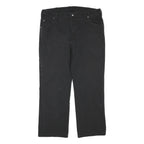 DICKIES Mens Black Cotton Blend Regular Straight Trousers W38 L27 Workwear Zip