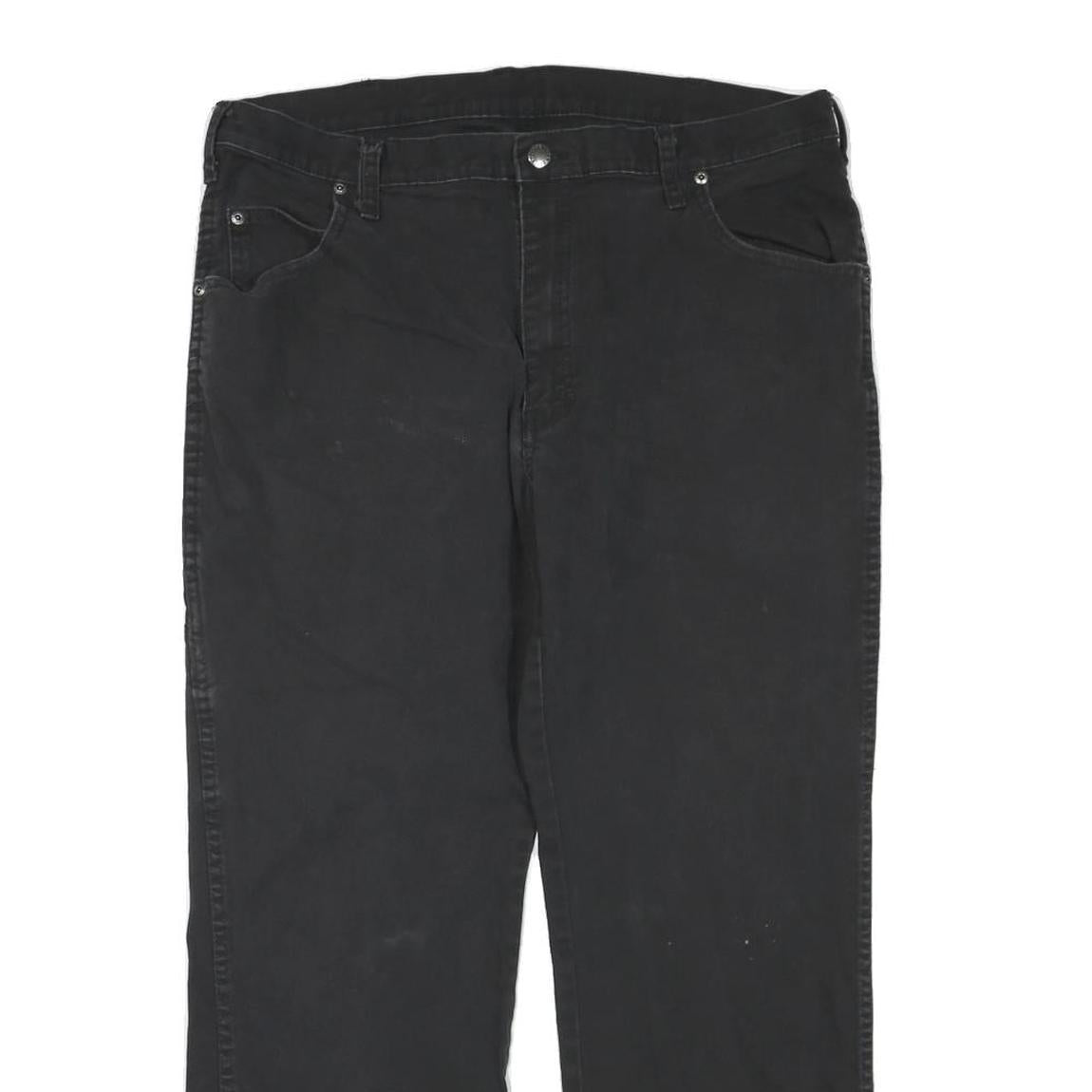 DICKIES Mens Black Cotton Blend Regular Straight Trousers W38 L27 Workwear Zip