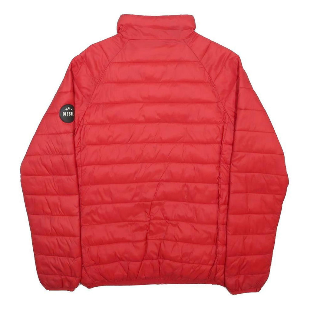 DIESEL Mens Red Jacket XS Polyamide Quilted Zip Closure Casual Lightweight