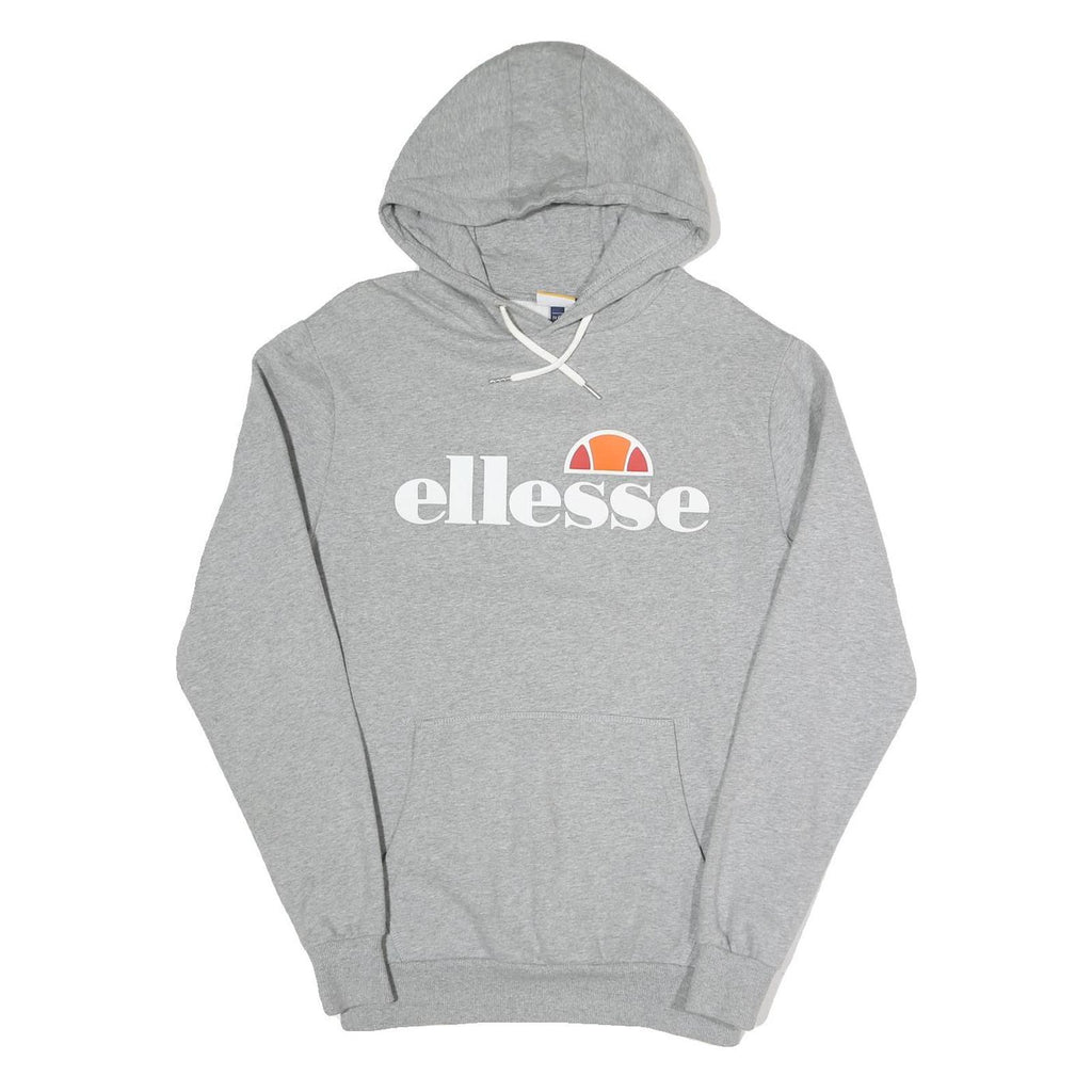 ELLESSE Womens Grey Hoodie UK 12 Cotton Blend Pullover Casual Sweatshirt