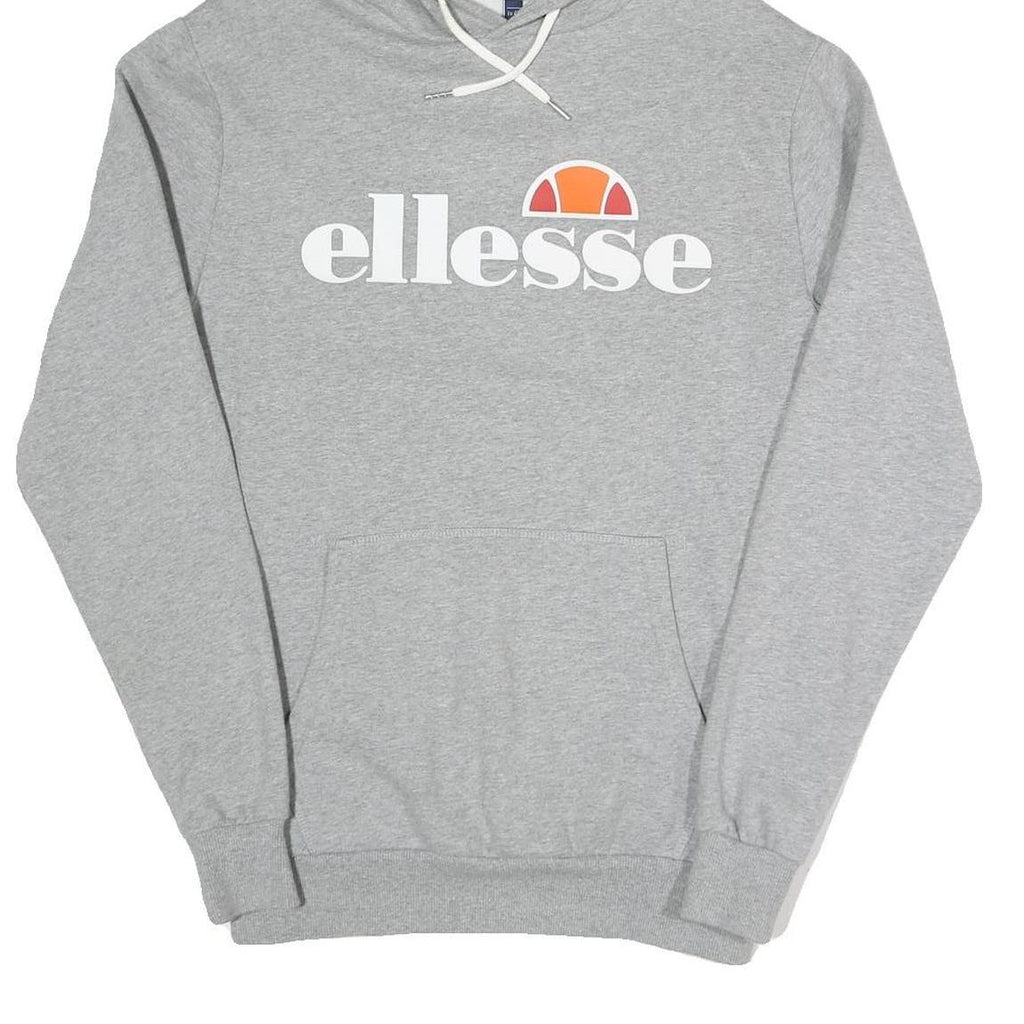 ELLESSE Womens Grey Hoodie UK 12 Cotton Blend Pullover Casual Sweatshirt